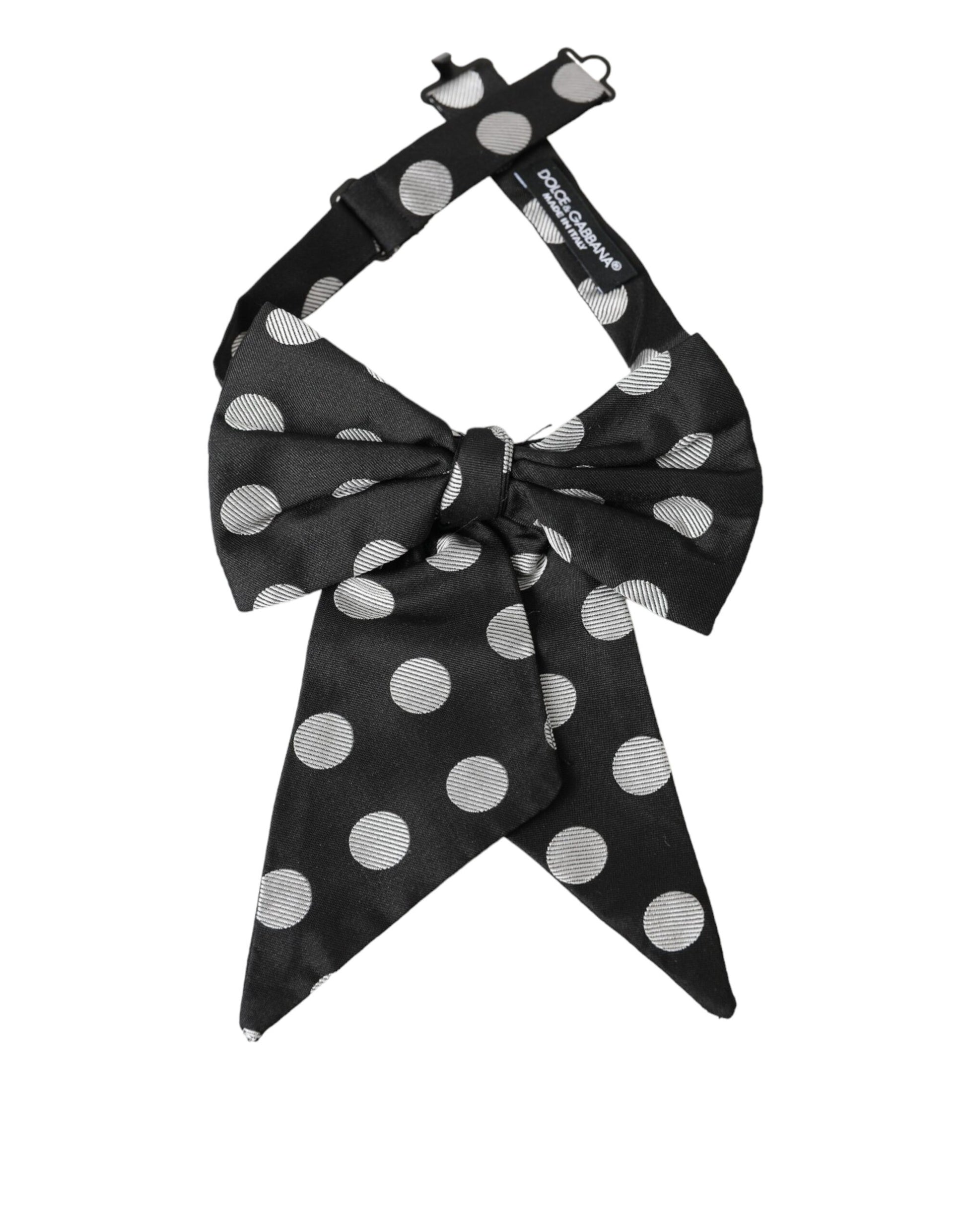 Black Polka Dots Ribbon Adjustable Neck Bow Tie