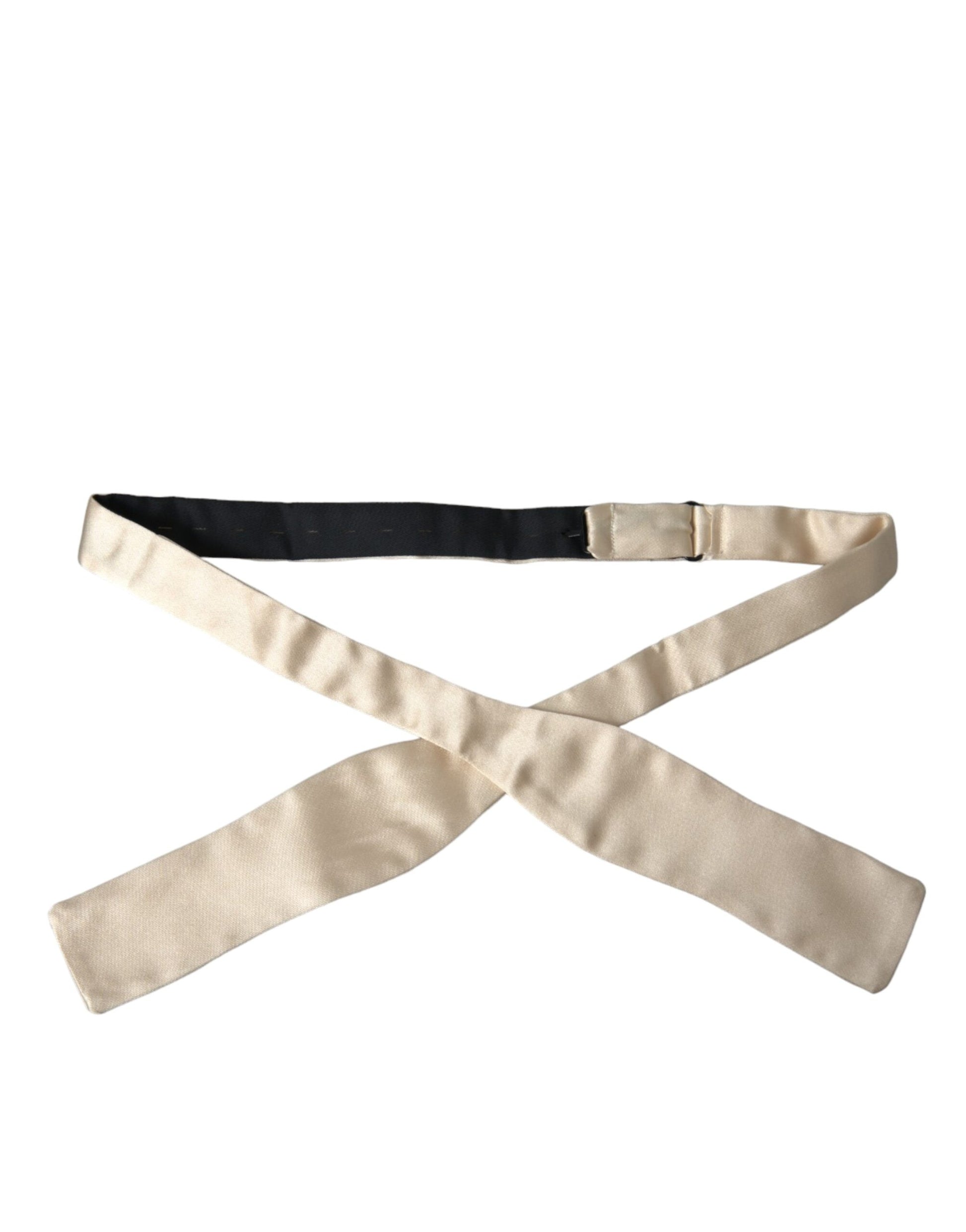 Beige Silk Slim Skinny Necktie Men Bow Tie