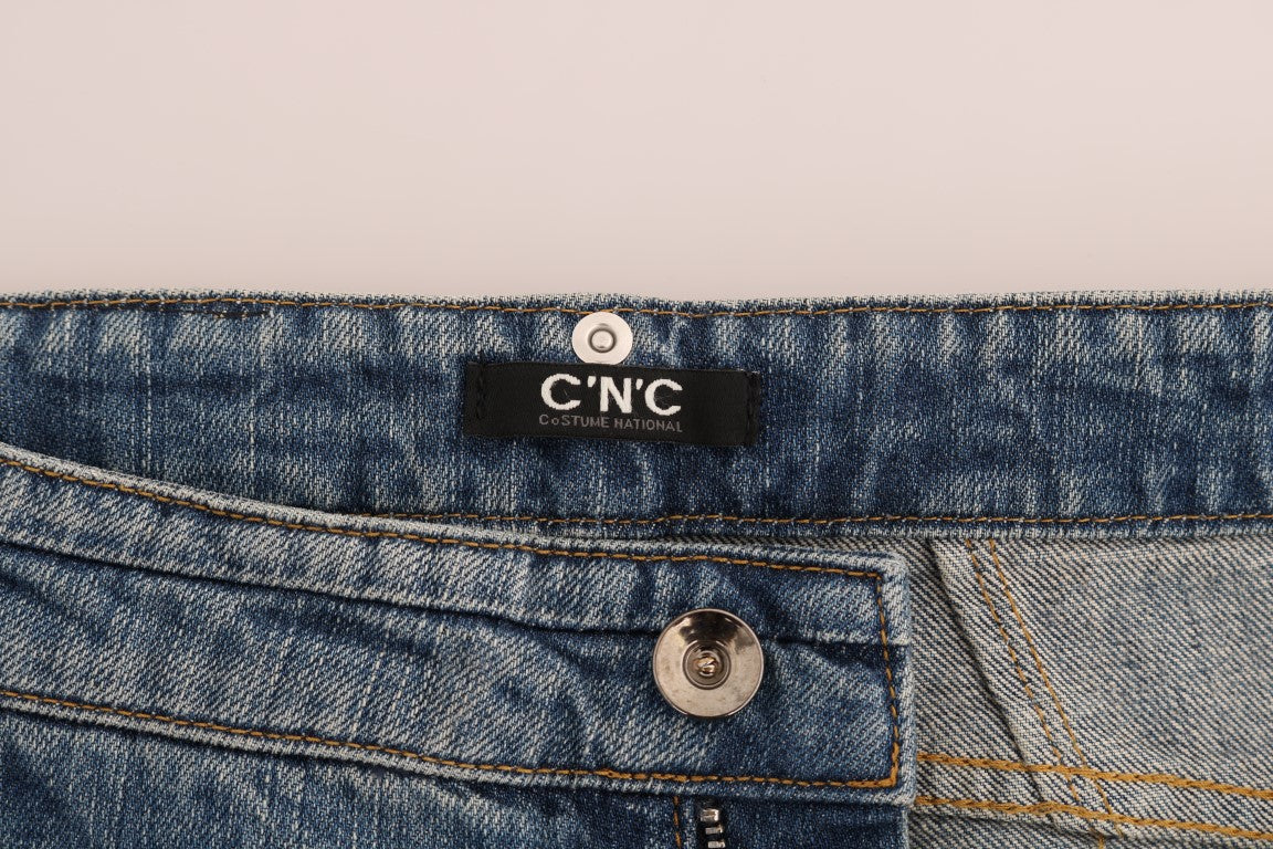 Chic Blue Slim Fit Designer Jeans