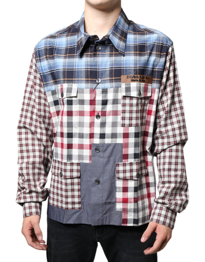 Multicolor Patchwork Button Down Casual Shirt