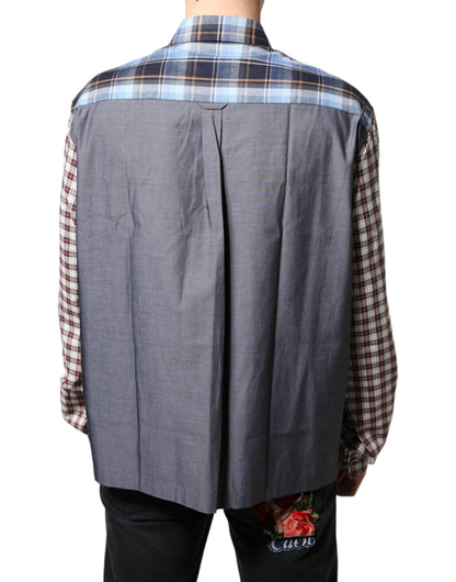 Multicolor Patchwork Button Down Casual Shirt