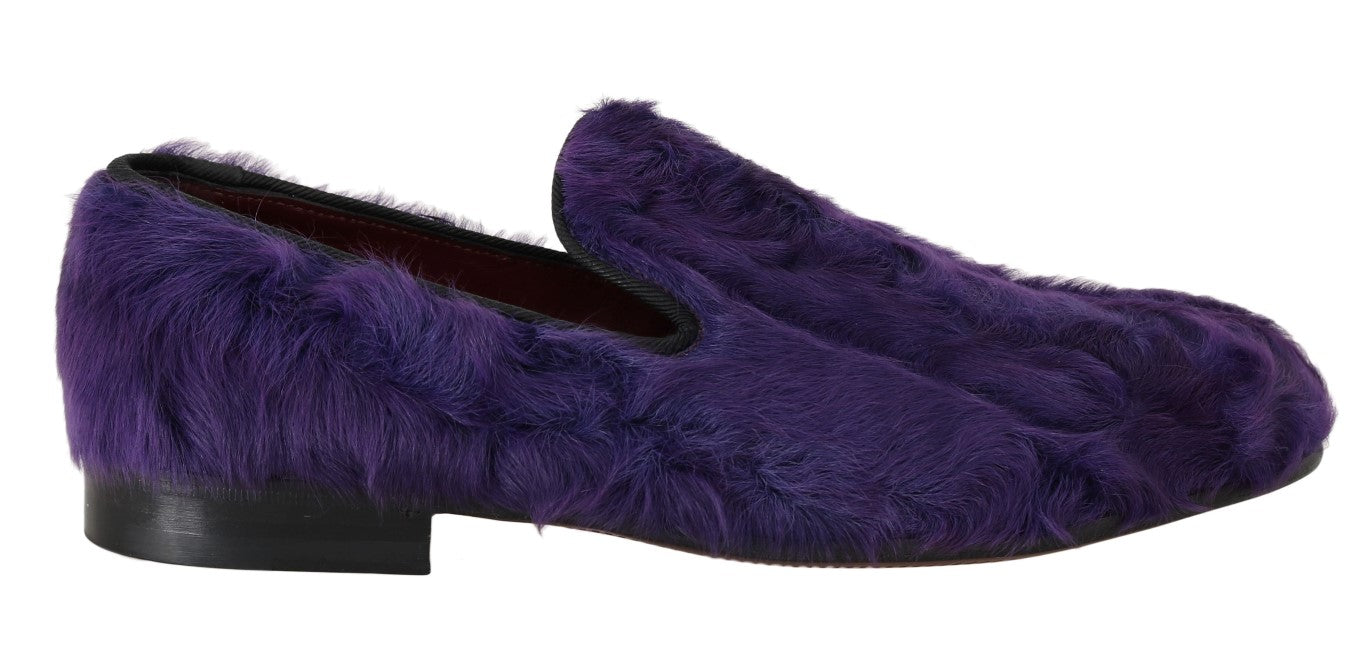 Pluche paarse schapenvacht loafers