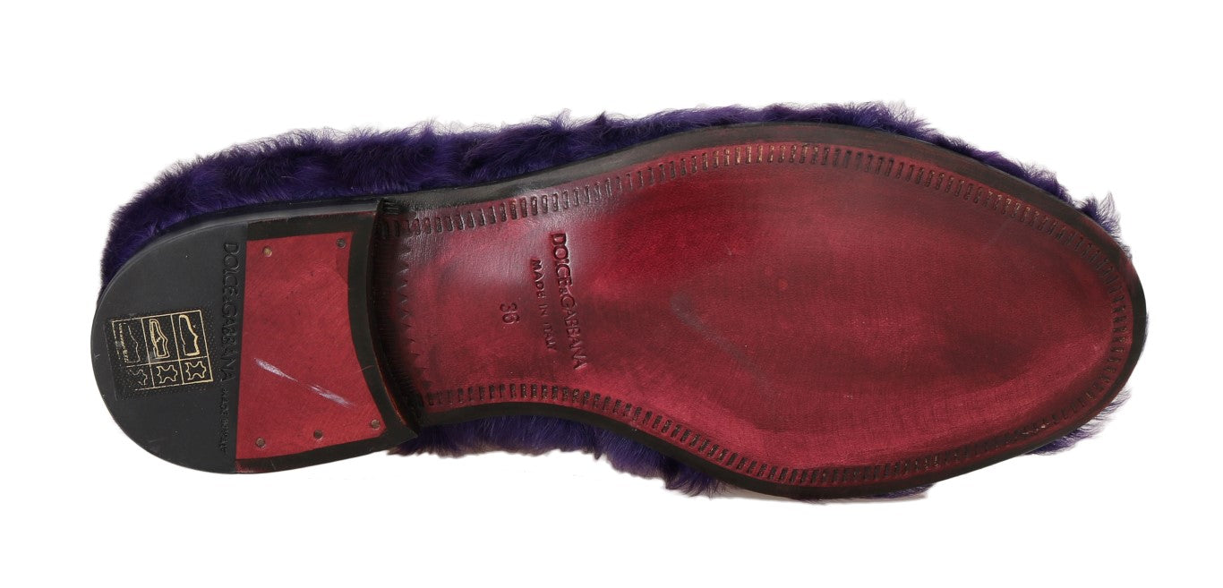 Mocasines de felpa de piel de oveja morada