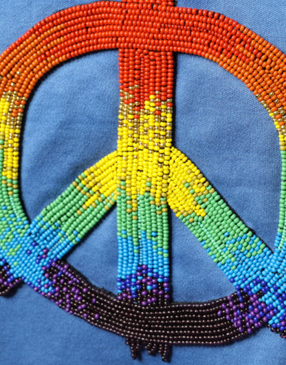 Blue Tie-Dye Peace Sign Cotton T-shirt