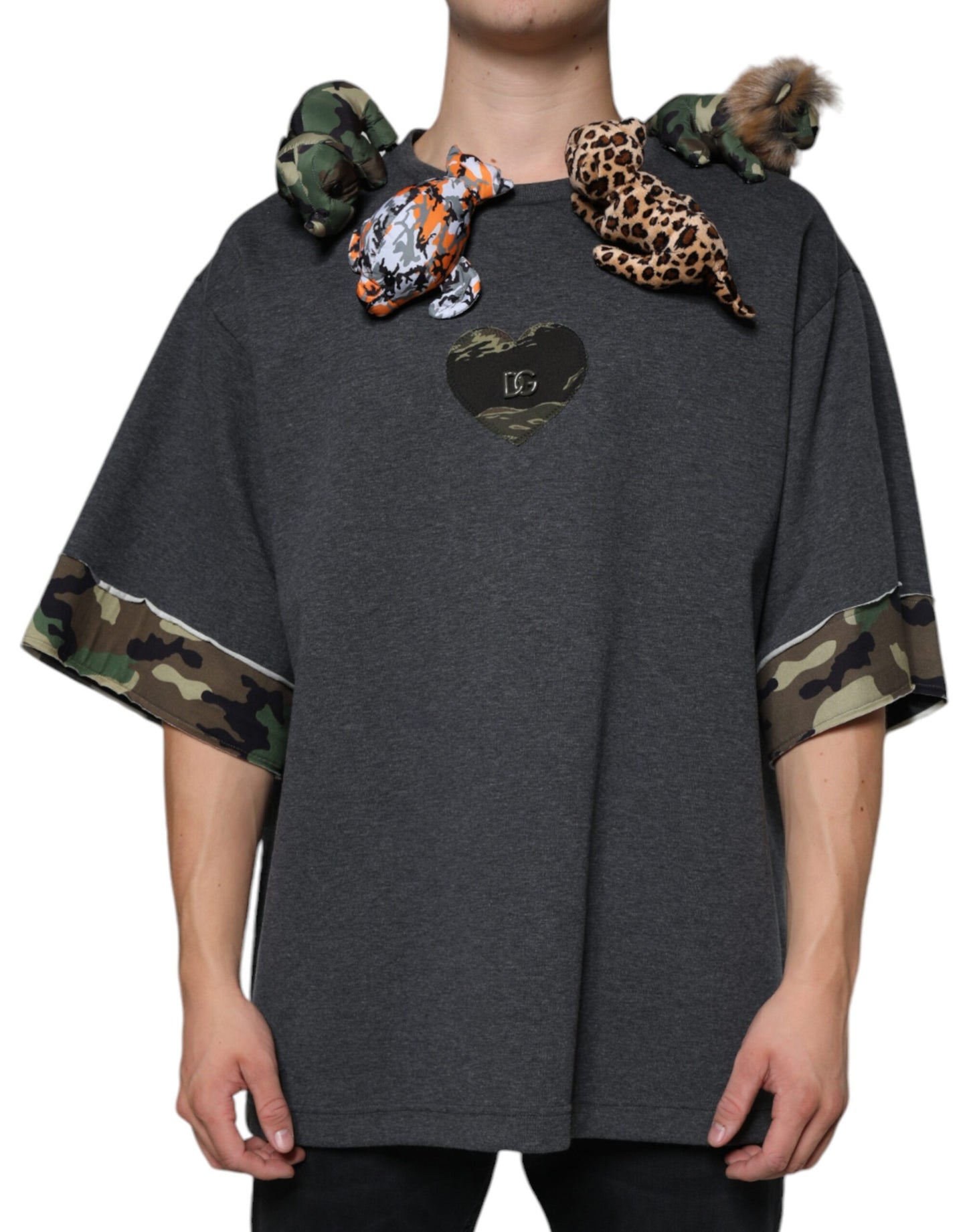 Gray Camouflage Animal Stuff Cotton T-shirt