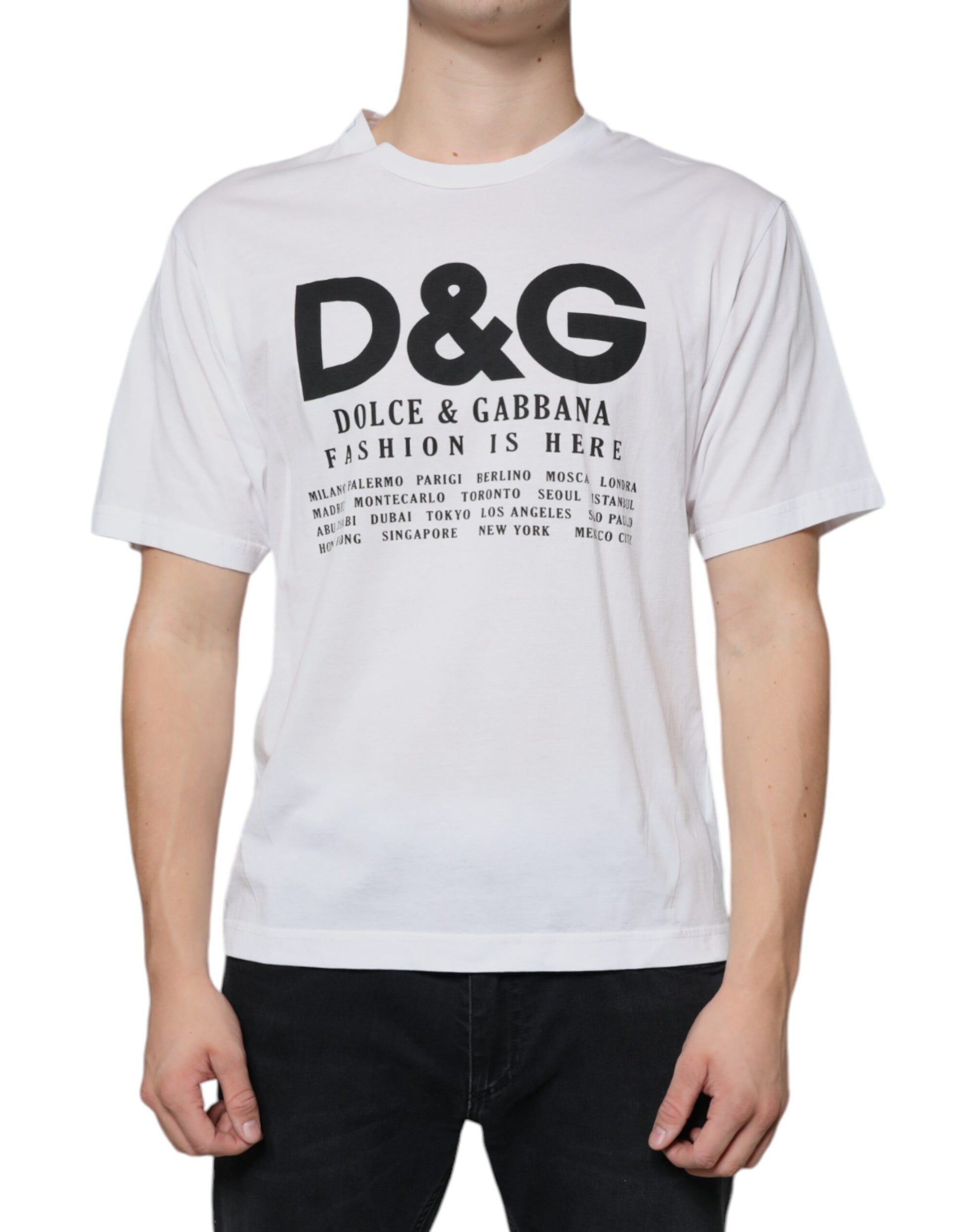 White Cotton DG Logo Print Casual T-shirt