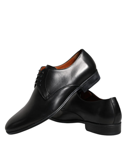 Black Leather Derby Formal Dress Shoes