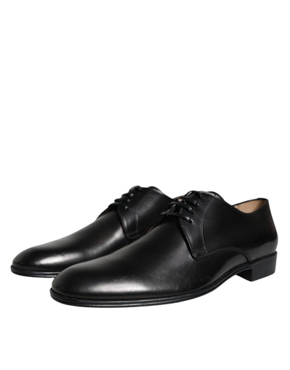 Black Leather Derby Formal Dress Shoes