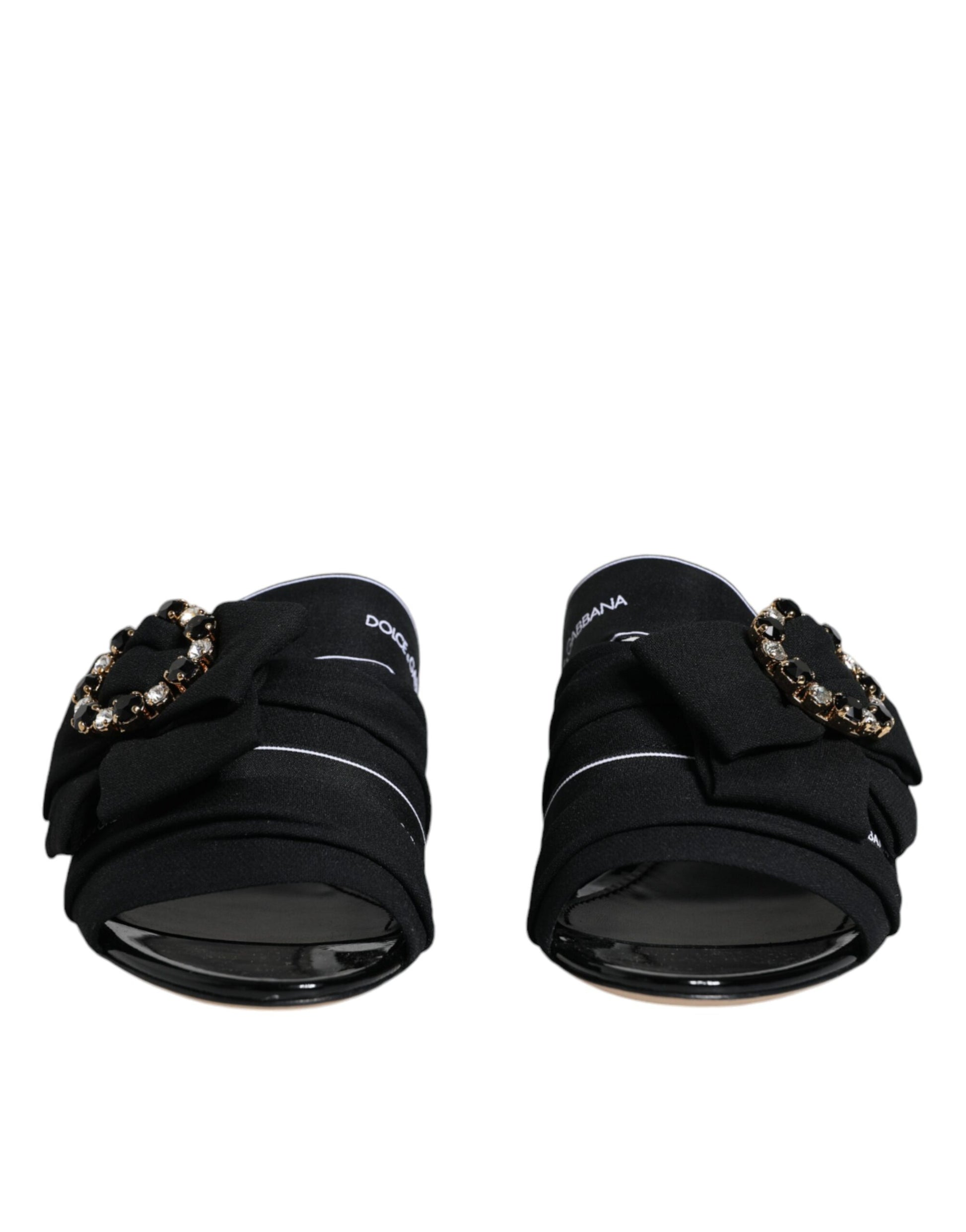 Black White Crystal Slides Sandals Shoes