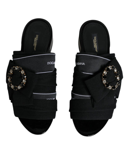 Black White Crystal Slides Sandals Shoes