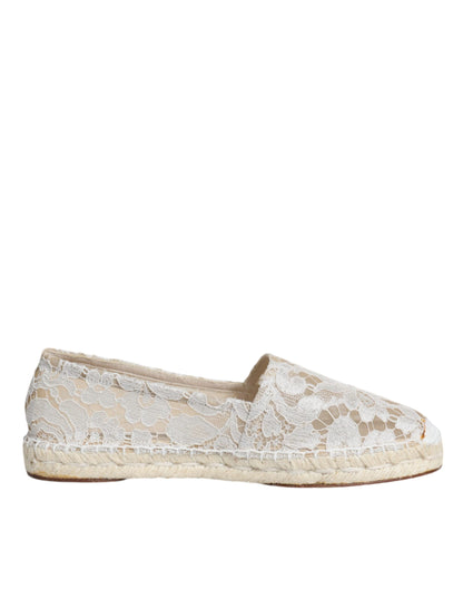 White Lace Viscose Espadrilles Flats Shoes