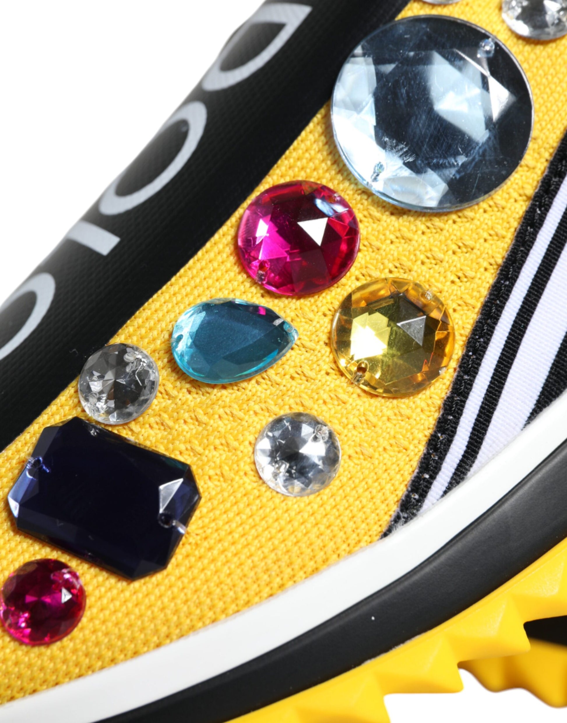 Yellow Sorrento Crystals Low Top Sneakers Shoes