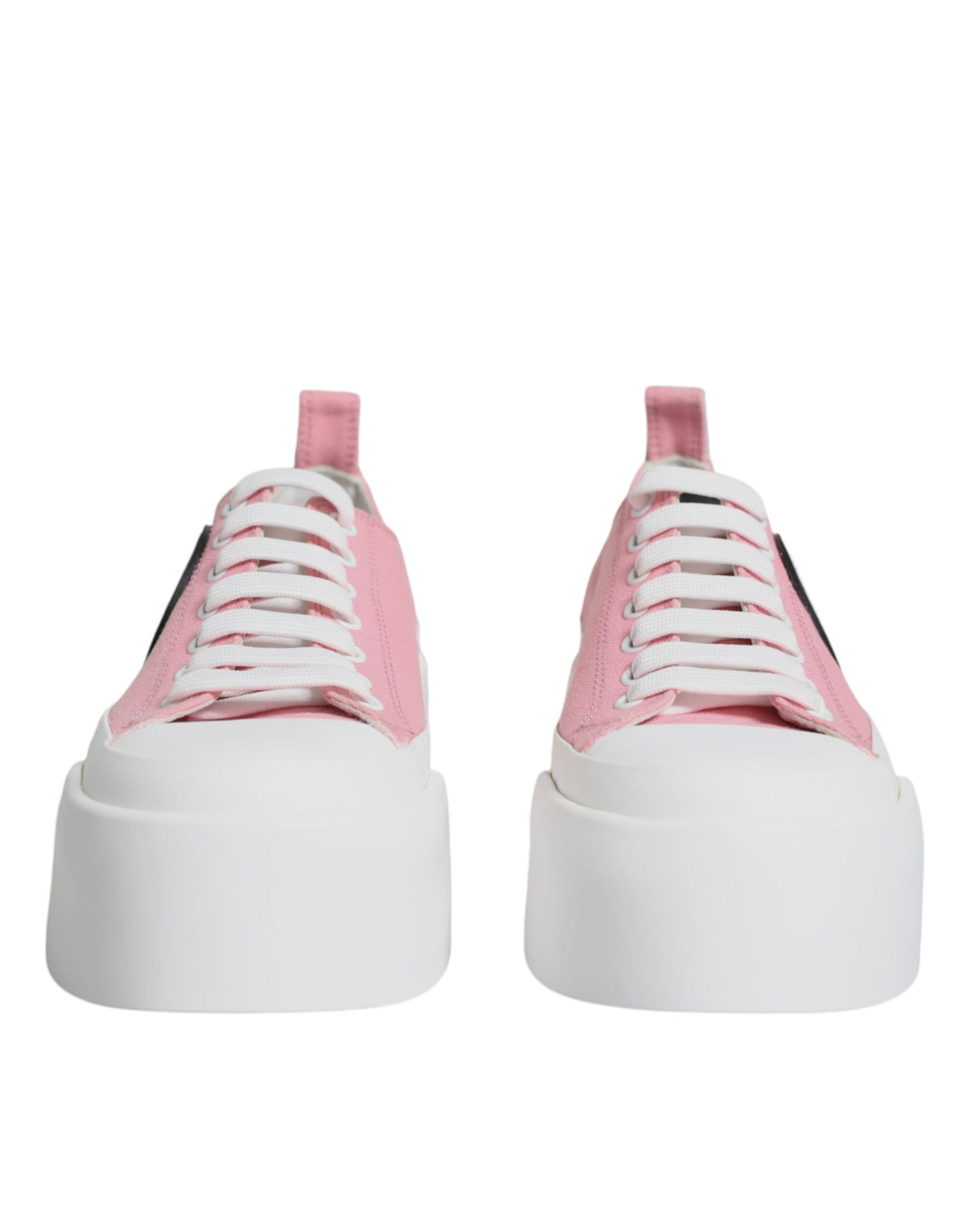 Pink White Canvas Logo Low Top Sneakers Shoes