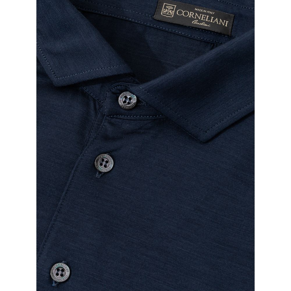 Blue Wool Vergine Polo Shirt