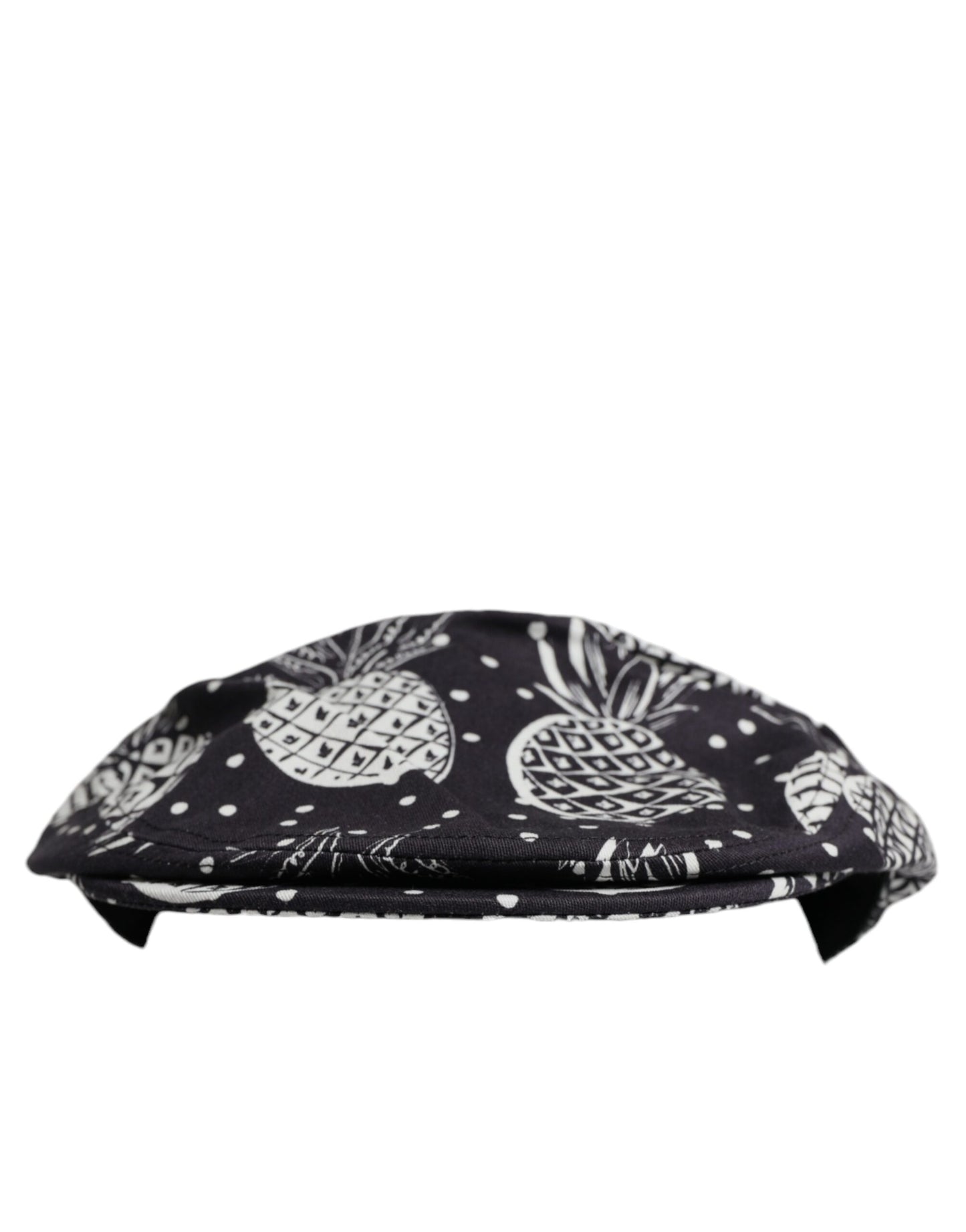 Black White Pineapple Print Newsboy Cap Hat