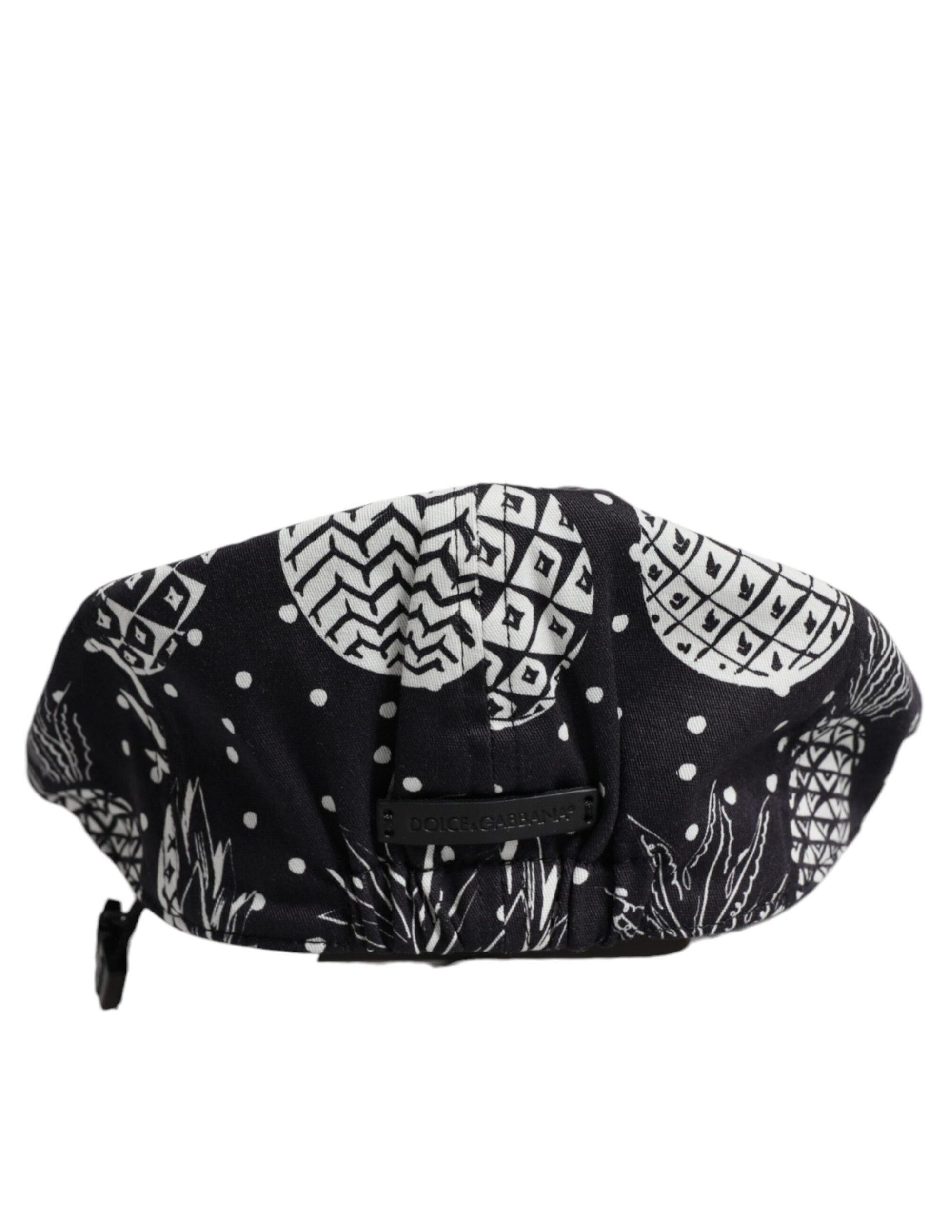 Black White Pineapple Print Newsboy Cap Hat