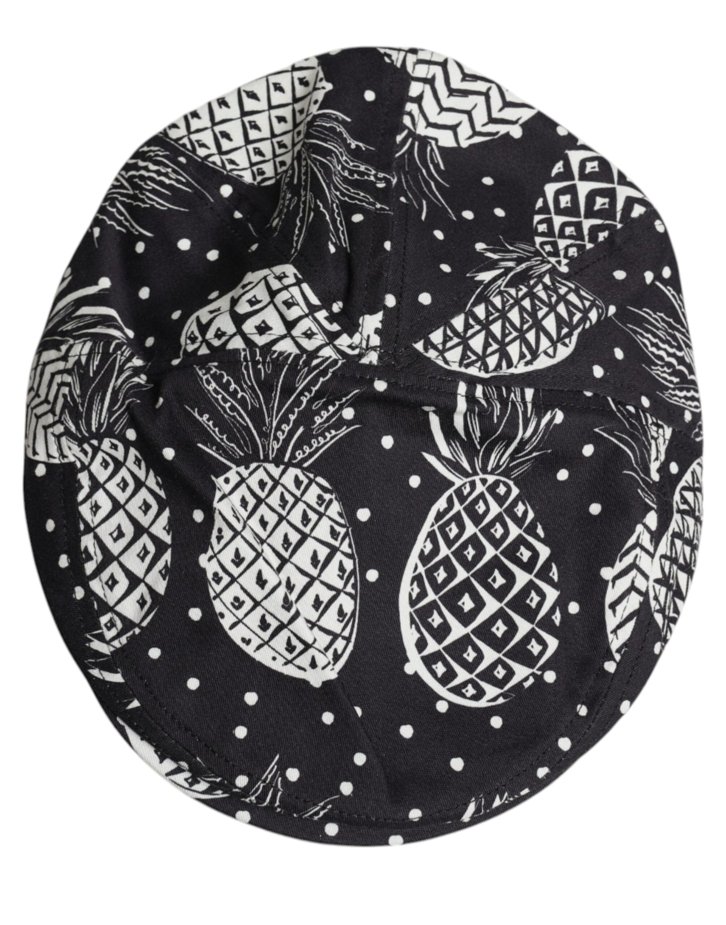 Black White Pineapple Print Newsboy Cap Hat