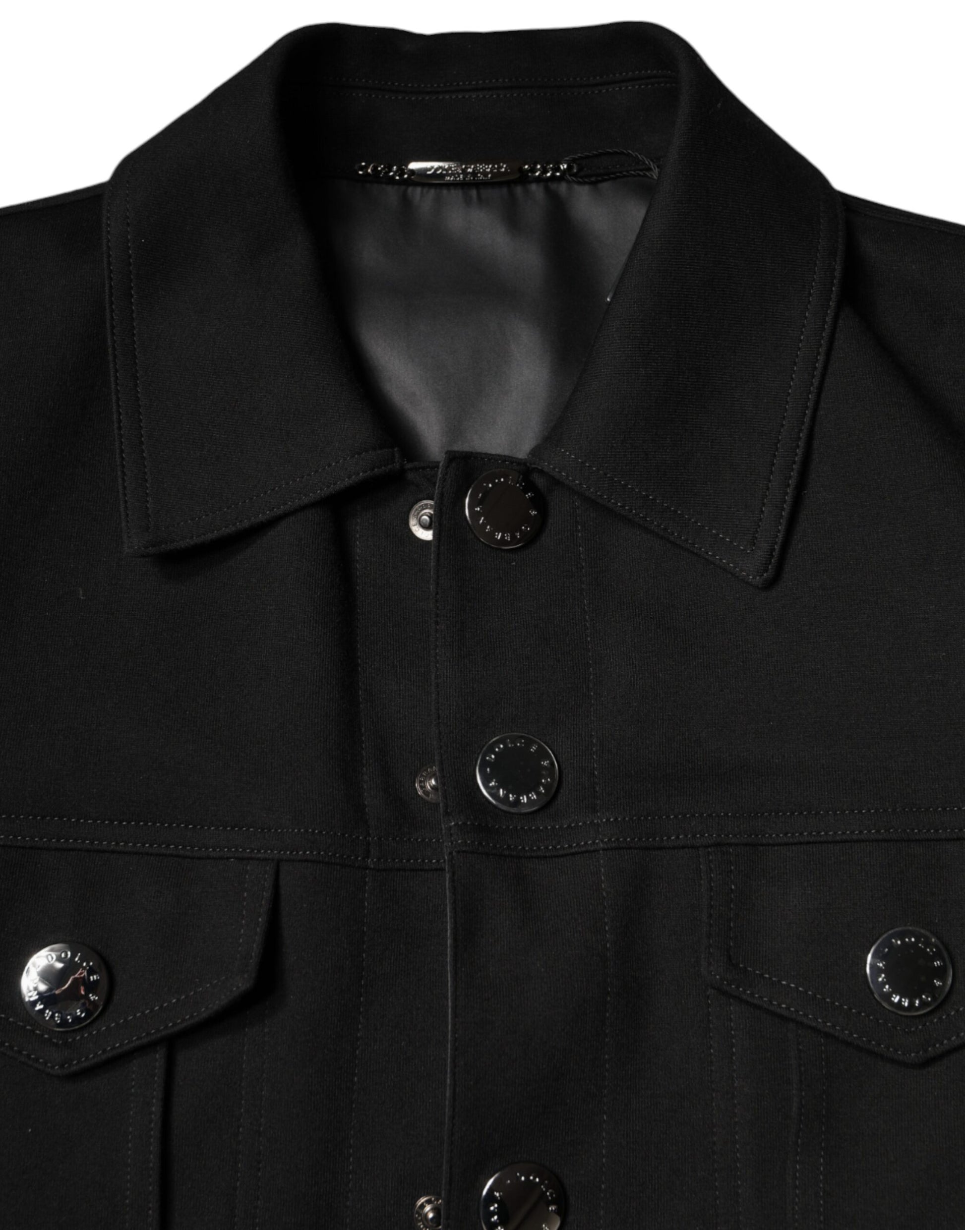 Black Cotton Blend Button Down Jacket