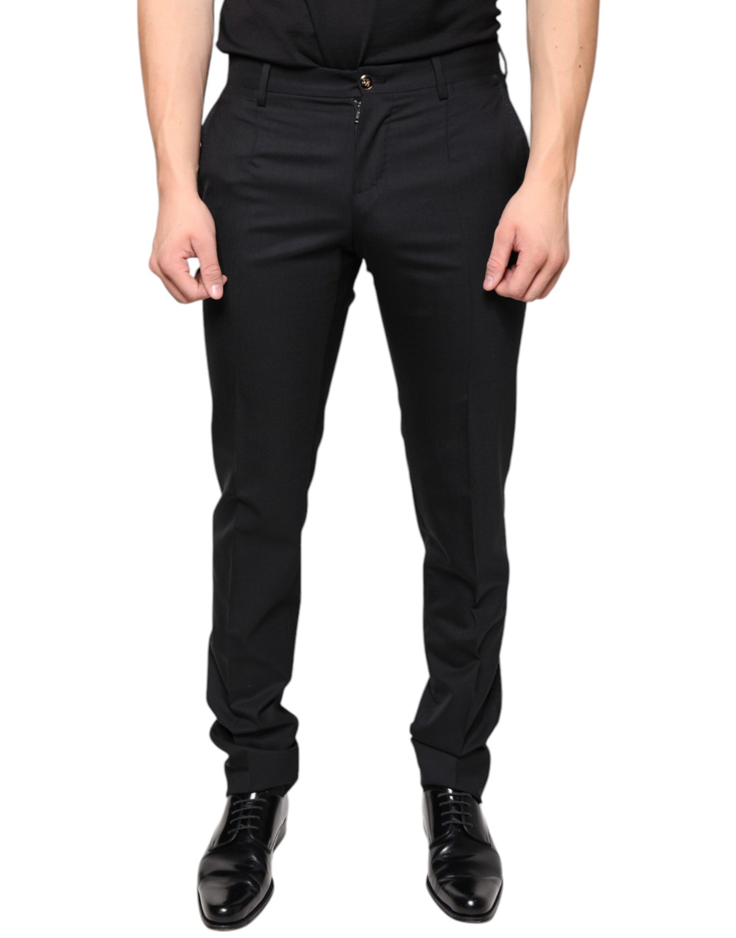 Black Wool Skinny Men Dress Pants