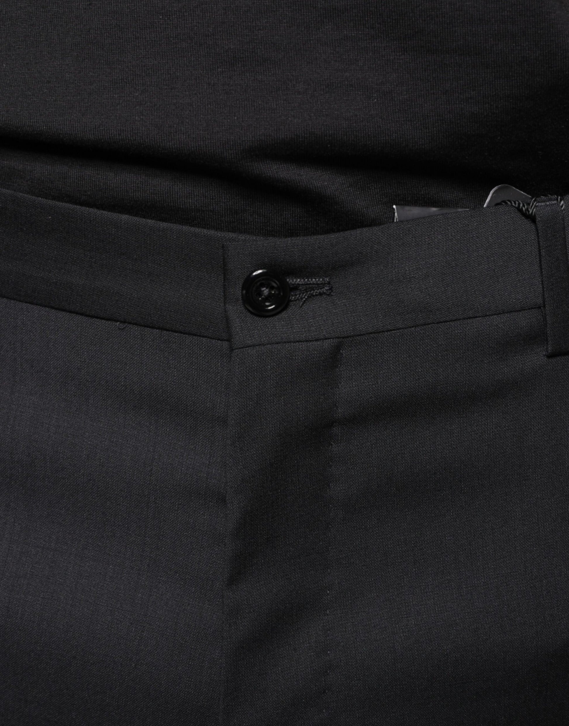 Black Wool Skinny Men Dress Pants