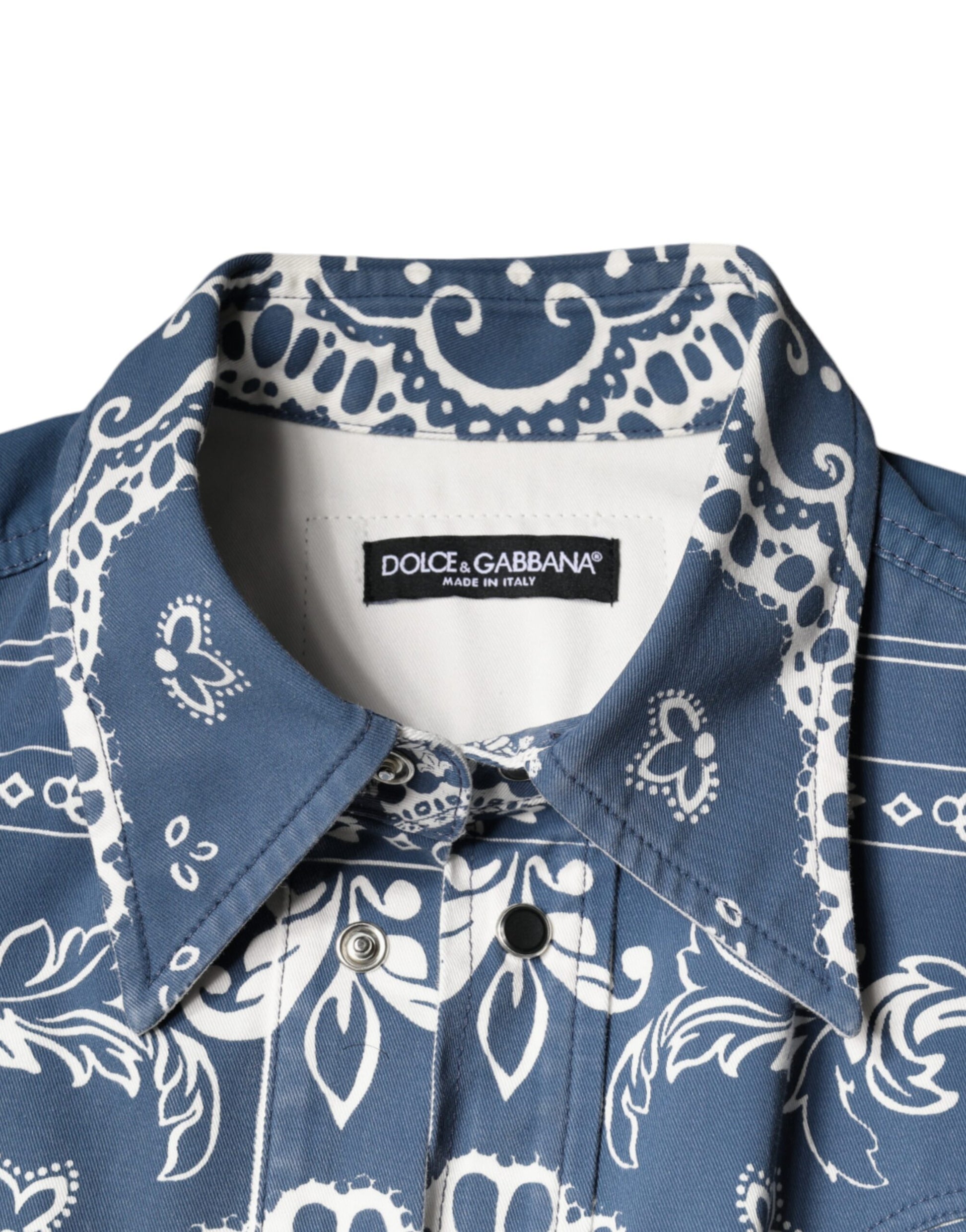 Blue White Bandana Print Cotton Casual Shirt