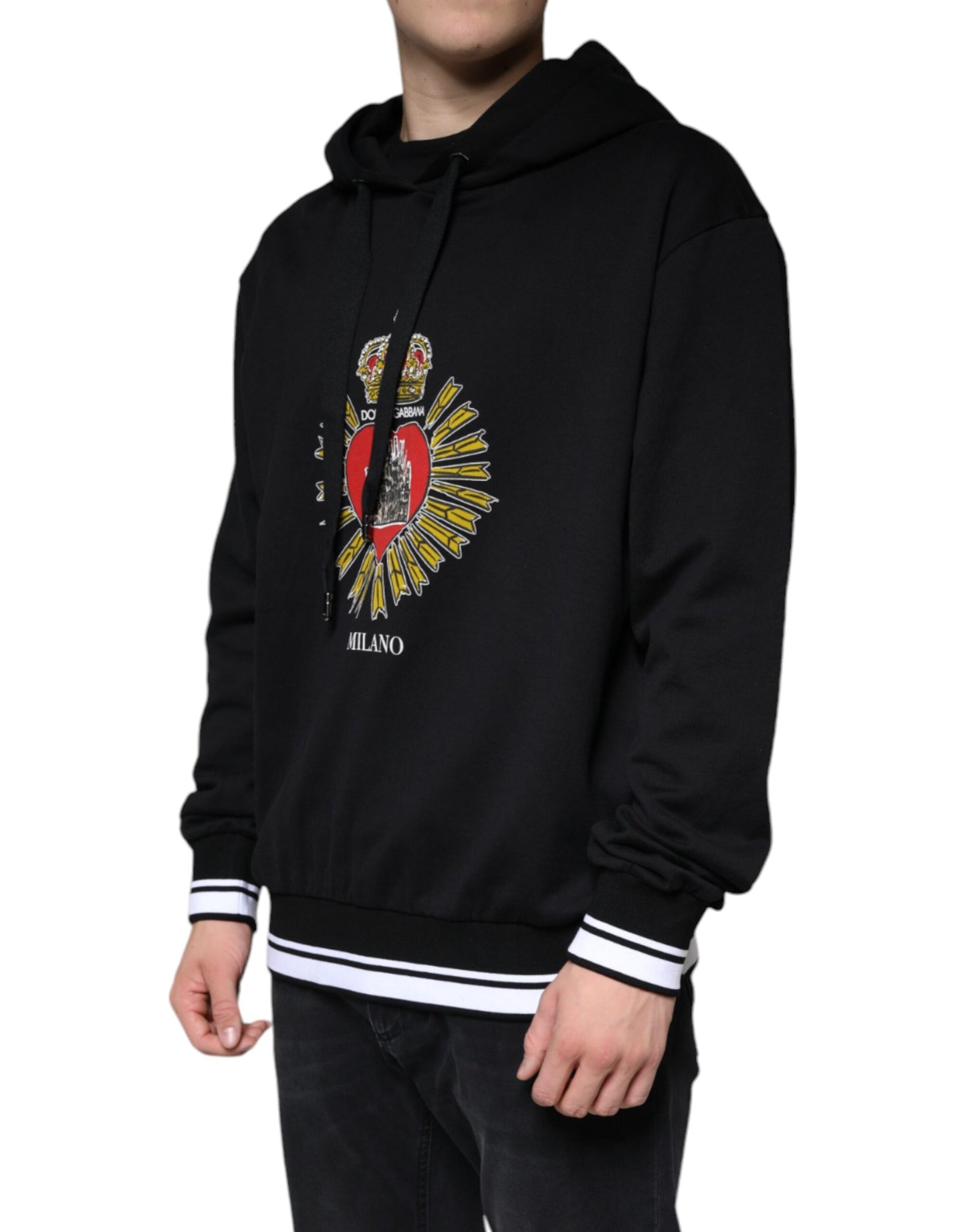 Black Sacred Heart Crown Hooded Sweatshirt Sweater