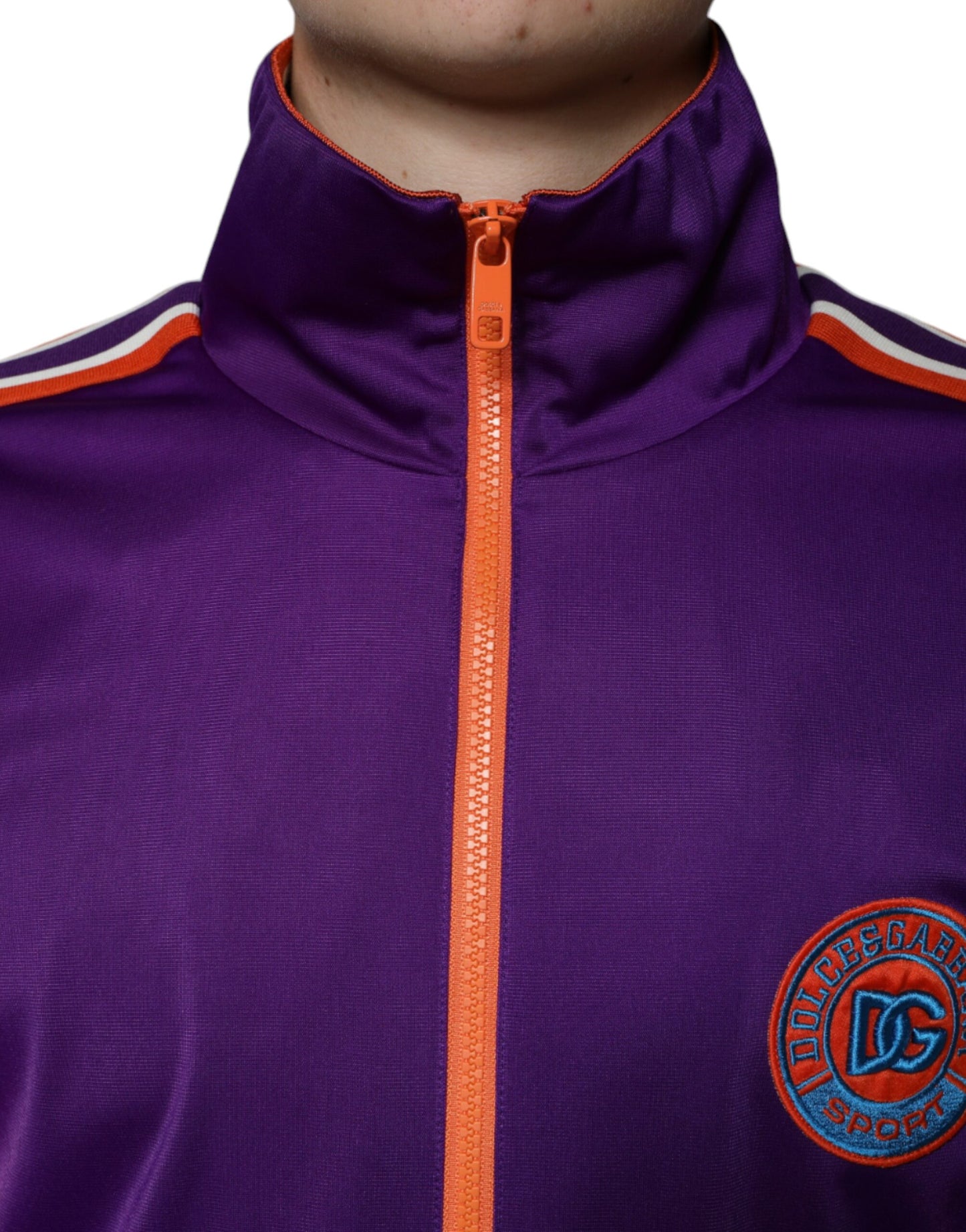 Purple Polyester Full Zip Long Sleeve Sweater