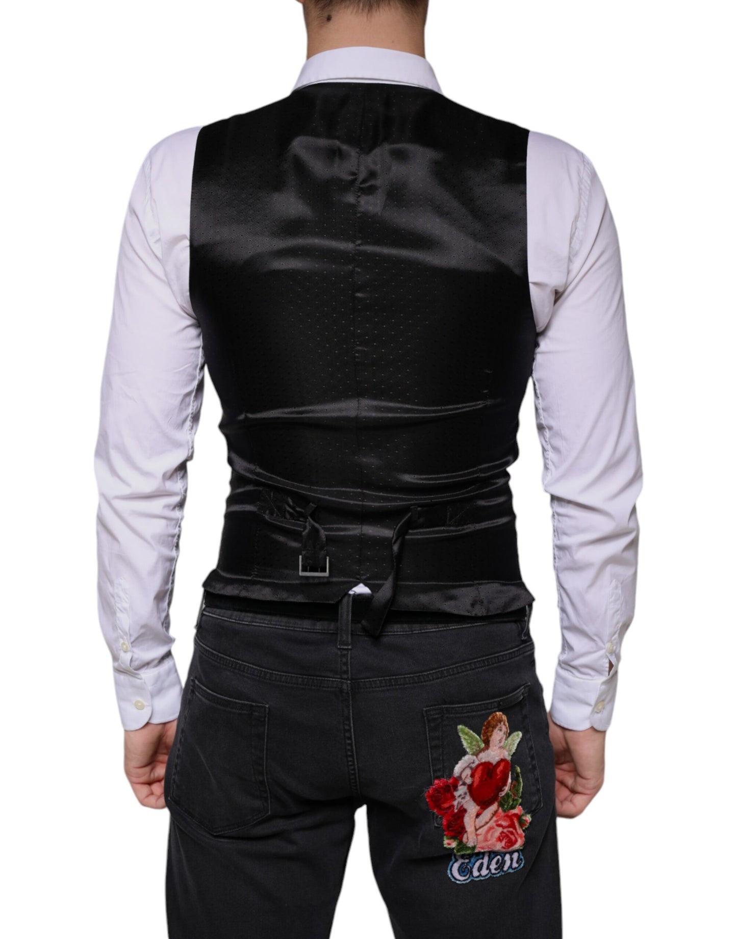 Black Wool Waistcoat Dress Formal Vest