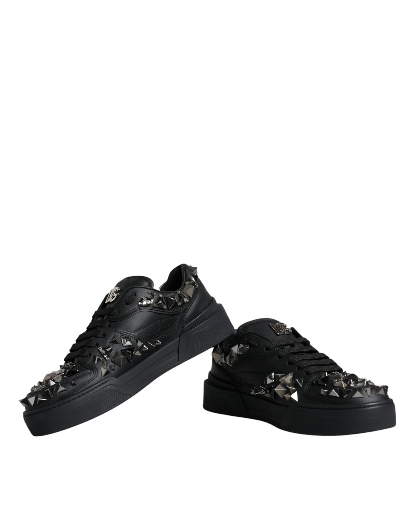 Black Studded Low Top Men Sneakers Shoes