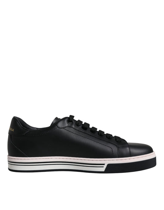 Black Leather Low Top Men Sneakers Shoes