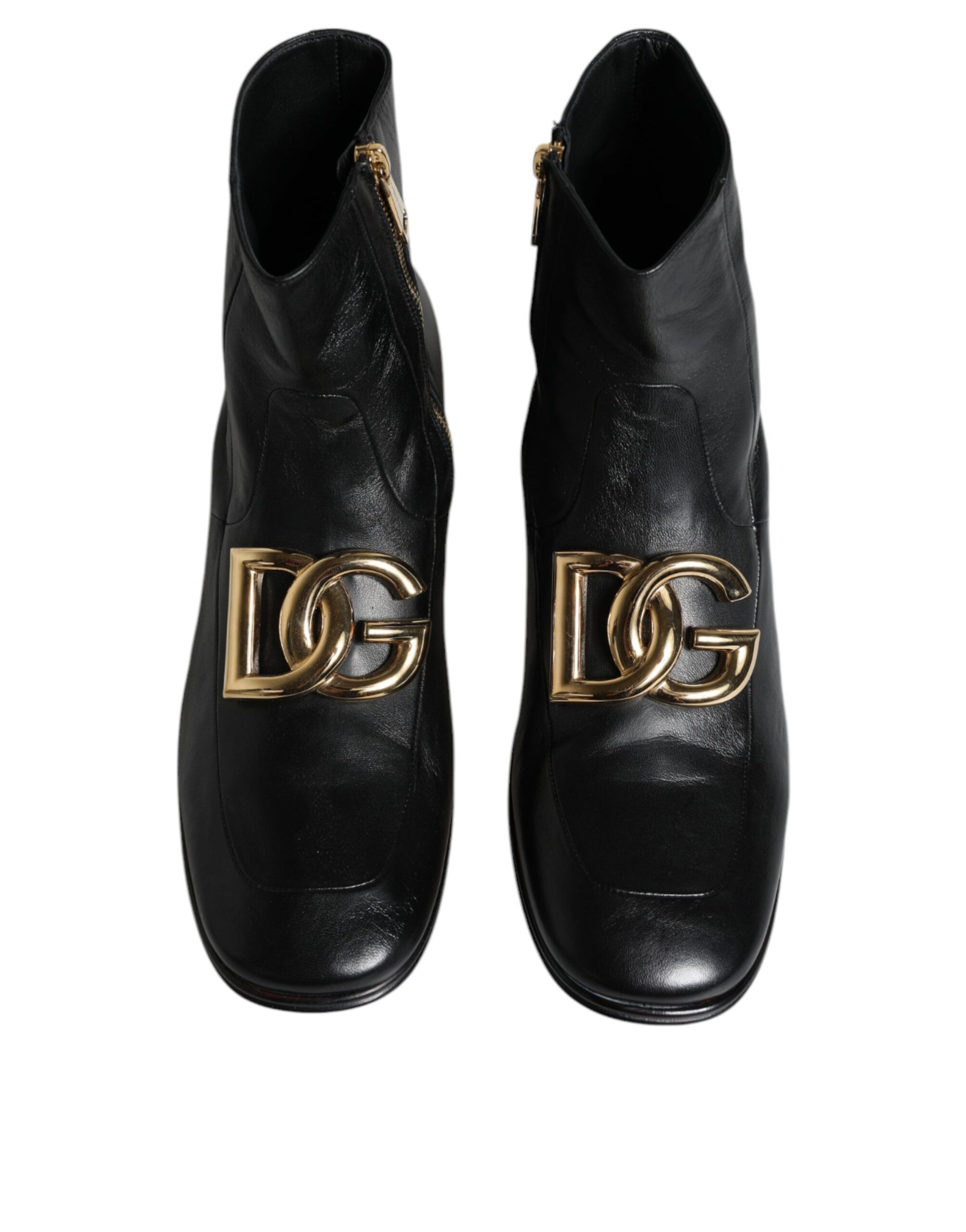 Black Nappa Leather Logo Ankle Boots Shoes