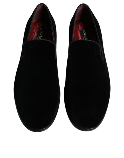 Black Suede Leather Slippers Loafers Shoes