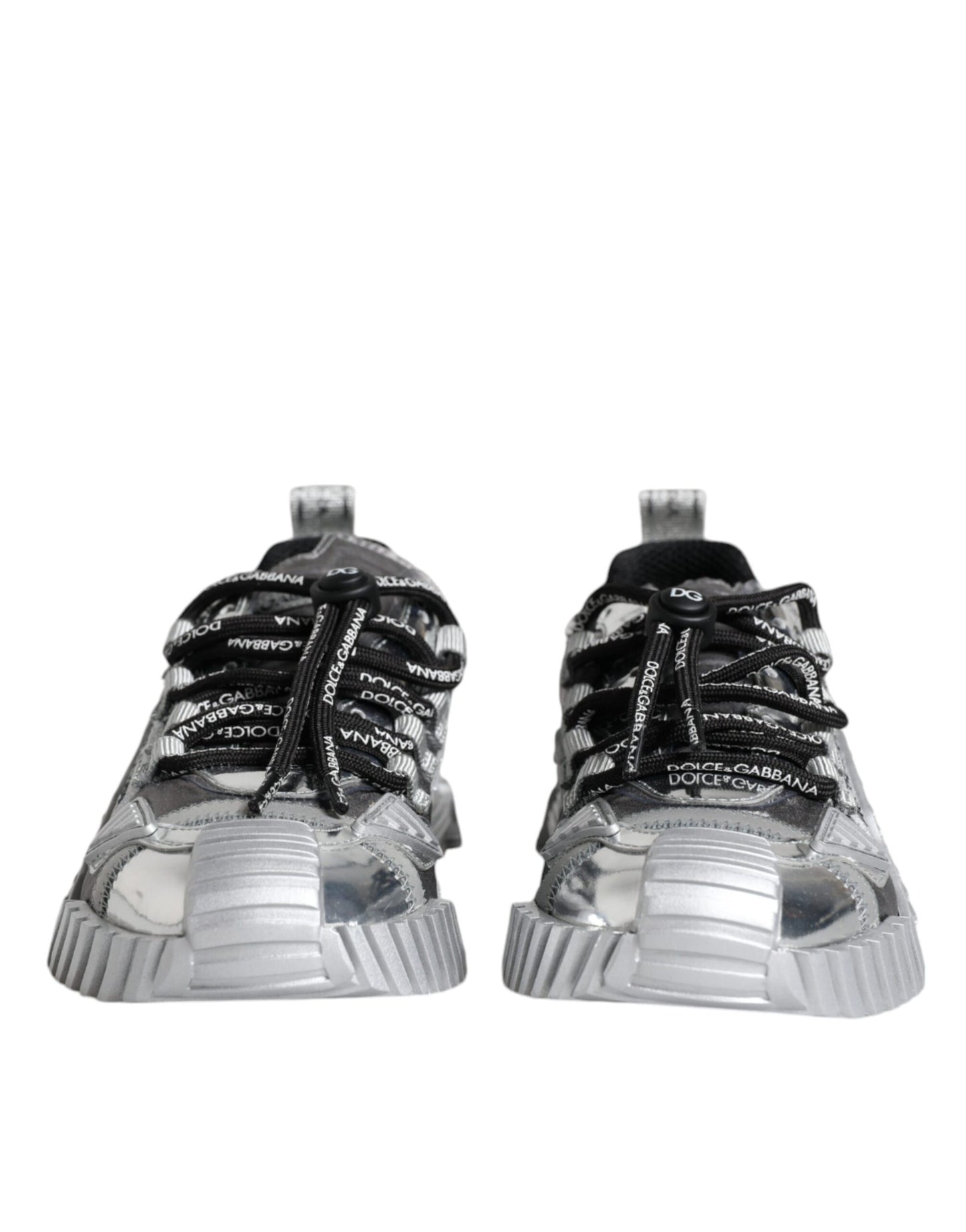 Silver Polyester NS1 Low Top Sneakers Shoes