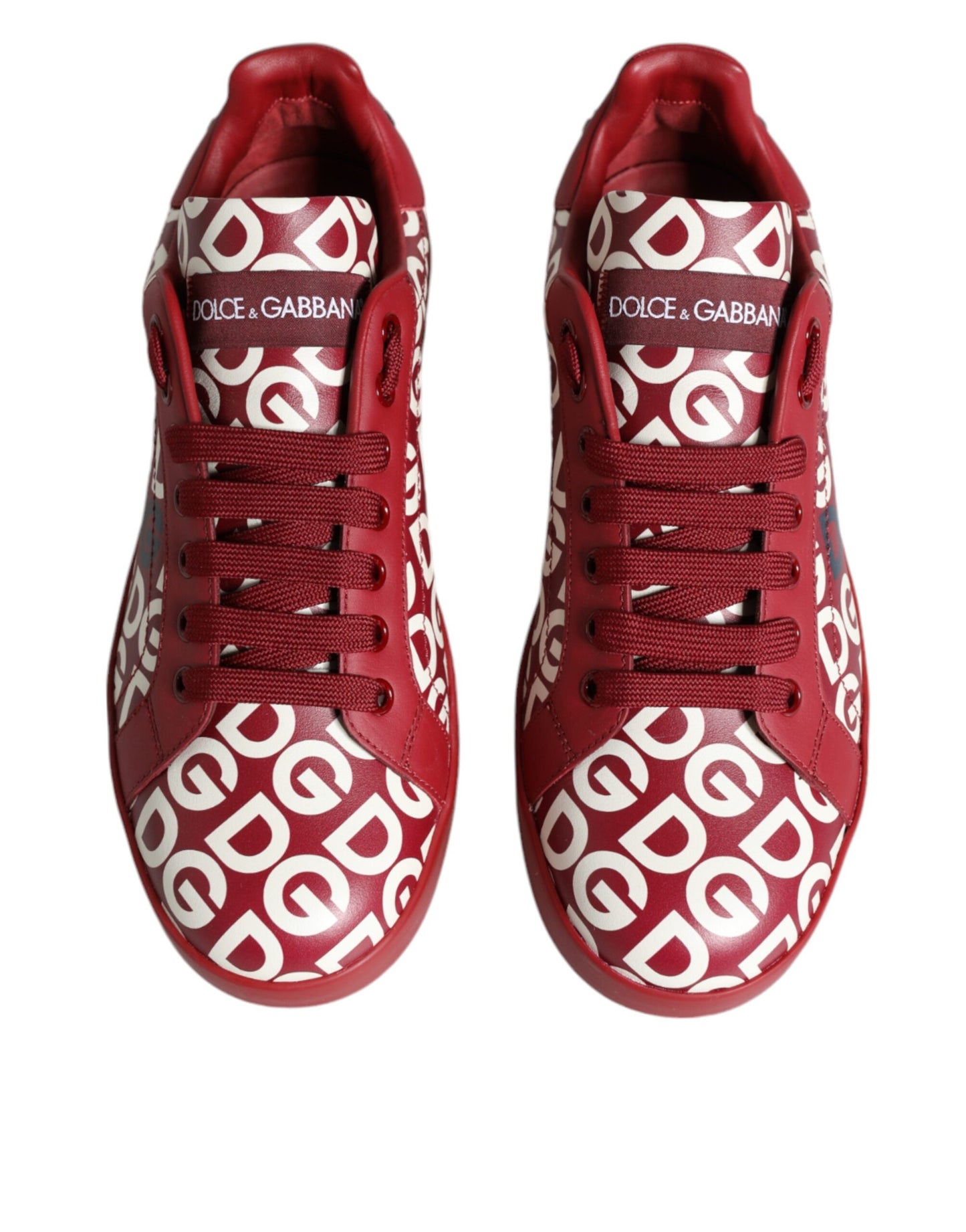 White Red Leather DG Mania Sneakers Shoes