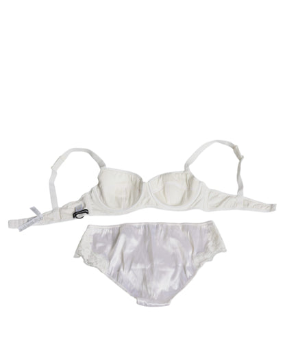 White Silk Stretch Panty Balconette Bra Underwear