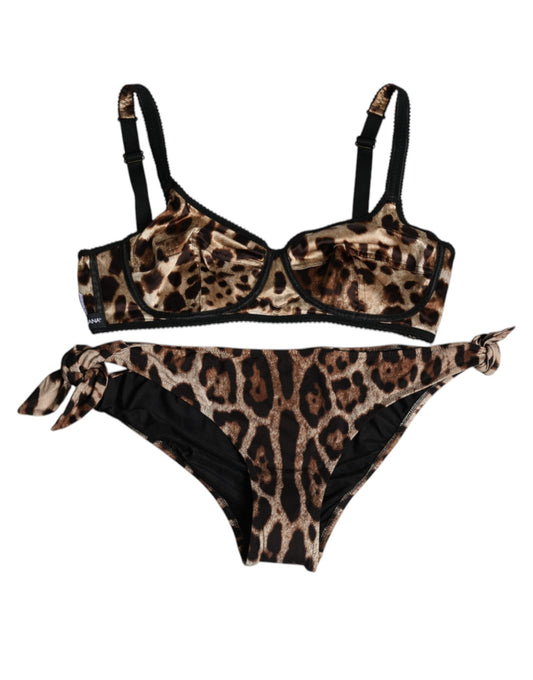 Brown Silk Stretch Leopard Bra Panty Underwear