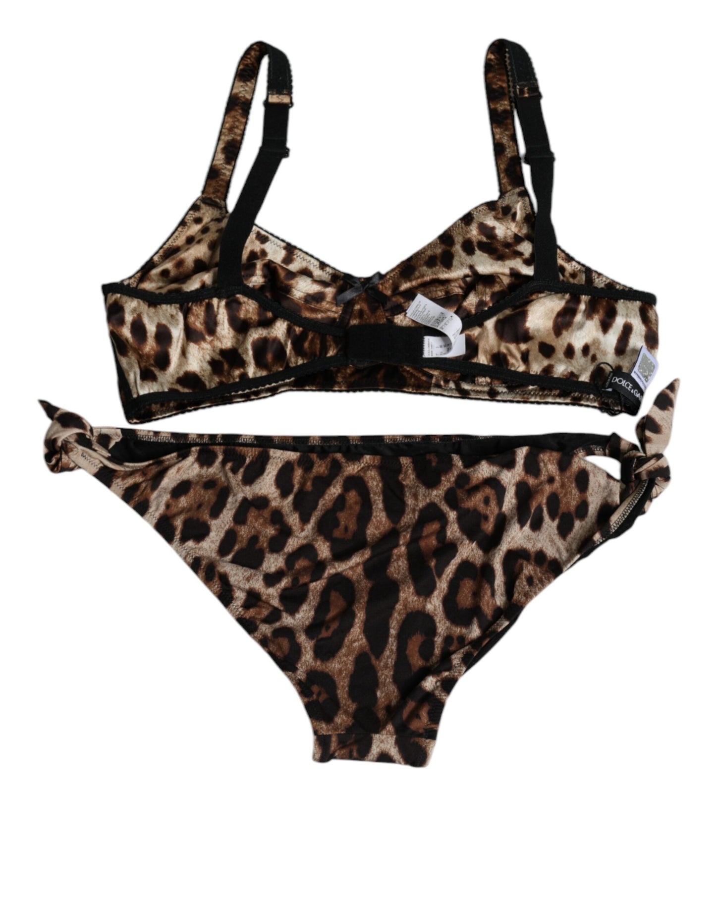 Brown Silk Stretch Leopard Bra Panty Underwear