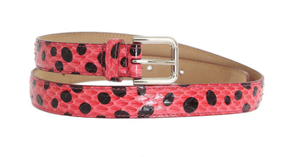 Polka Dot Snakeskin Belt with Silver Buckle