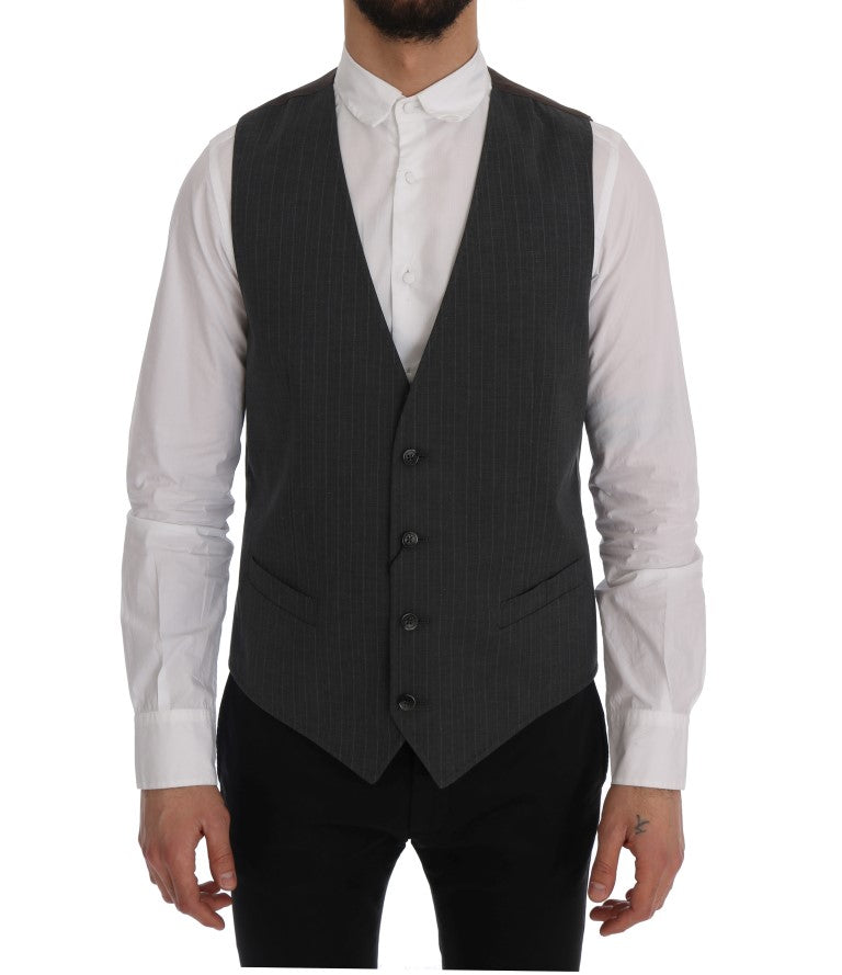 Elegant gestreept grijs giletvest