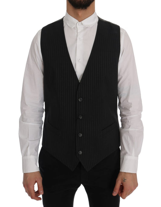 Elegant gestreept grijs giletvest