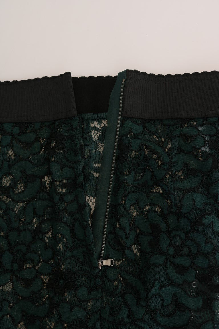 Pantalones ajustados de encaje floral de cintura alta