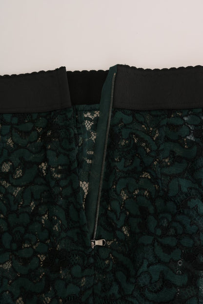 Slanke broek met hoge taille en bloemenkant