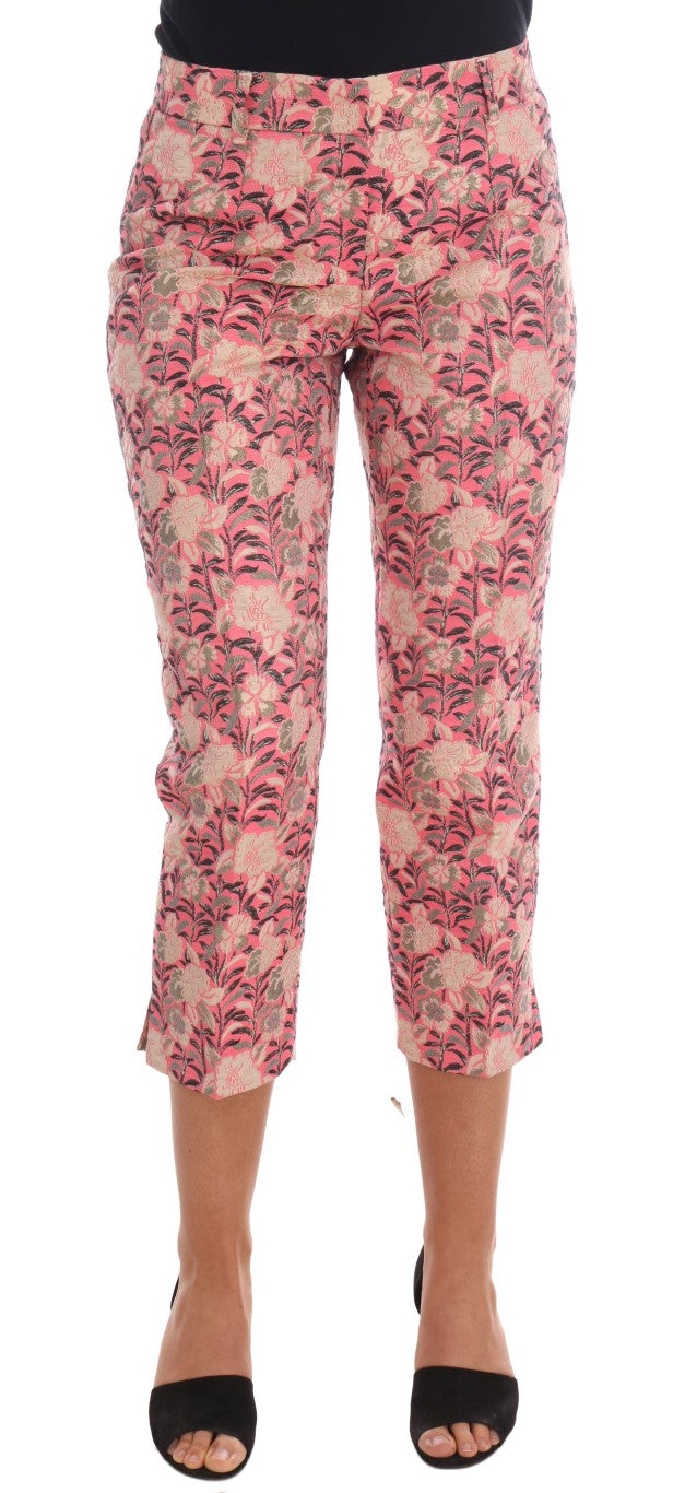 Elegante bloemen brokaat broek