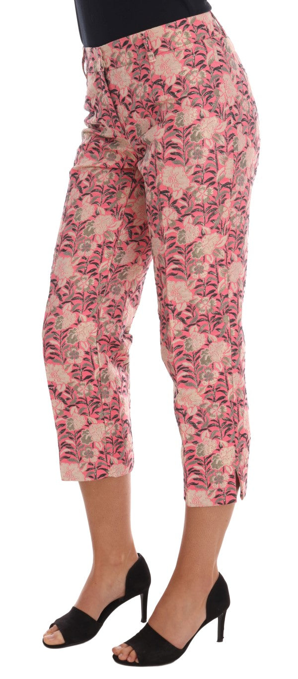 Elegante bloemen brokaat broek