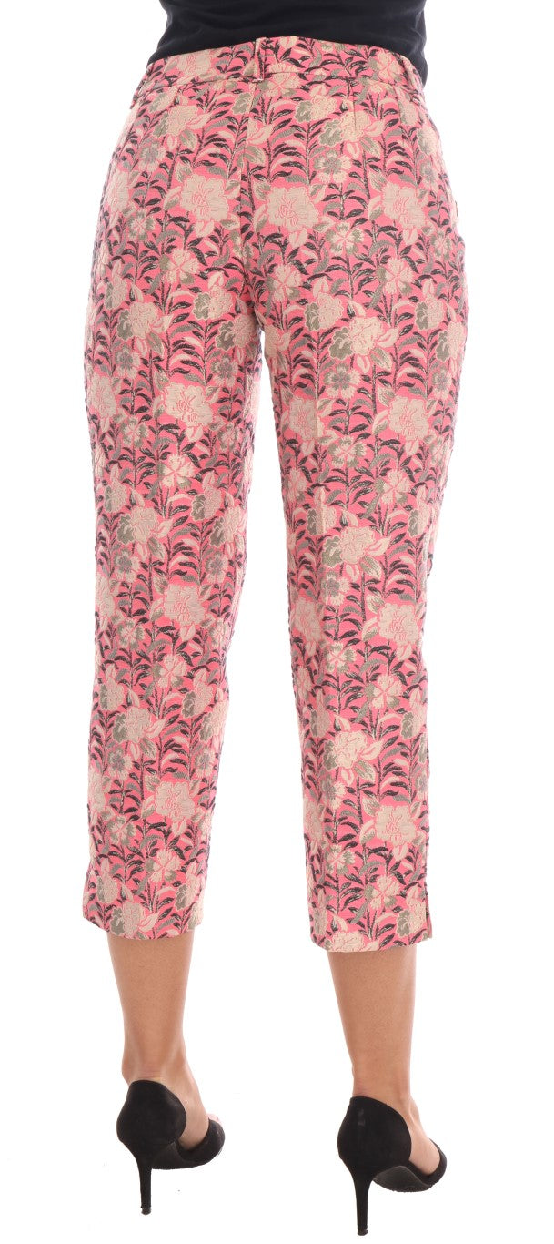 Elegante bloemen brokaat broek