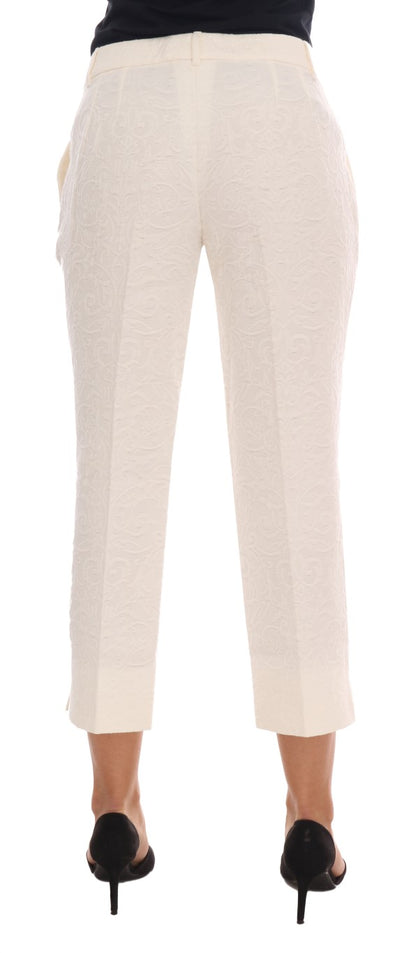 Elegantes pantalones capri blancos - Mezcla de algodón y seda