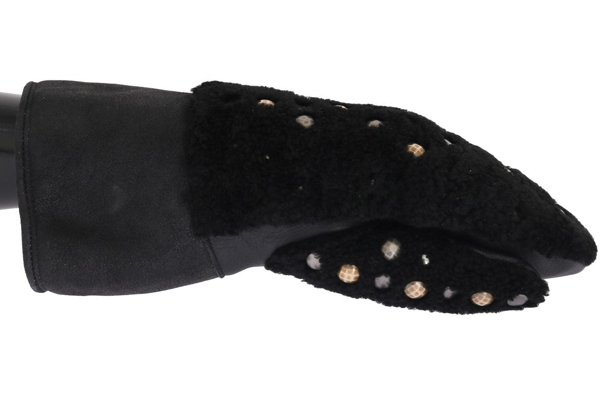 Guantes de caballero de cuero negro con tachuelas