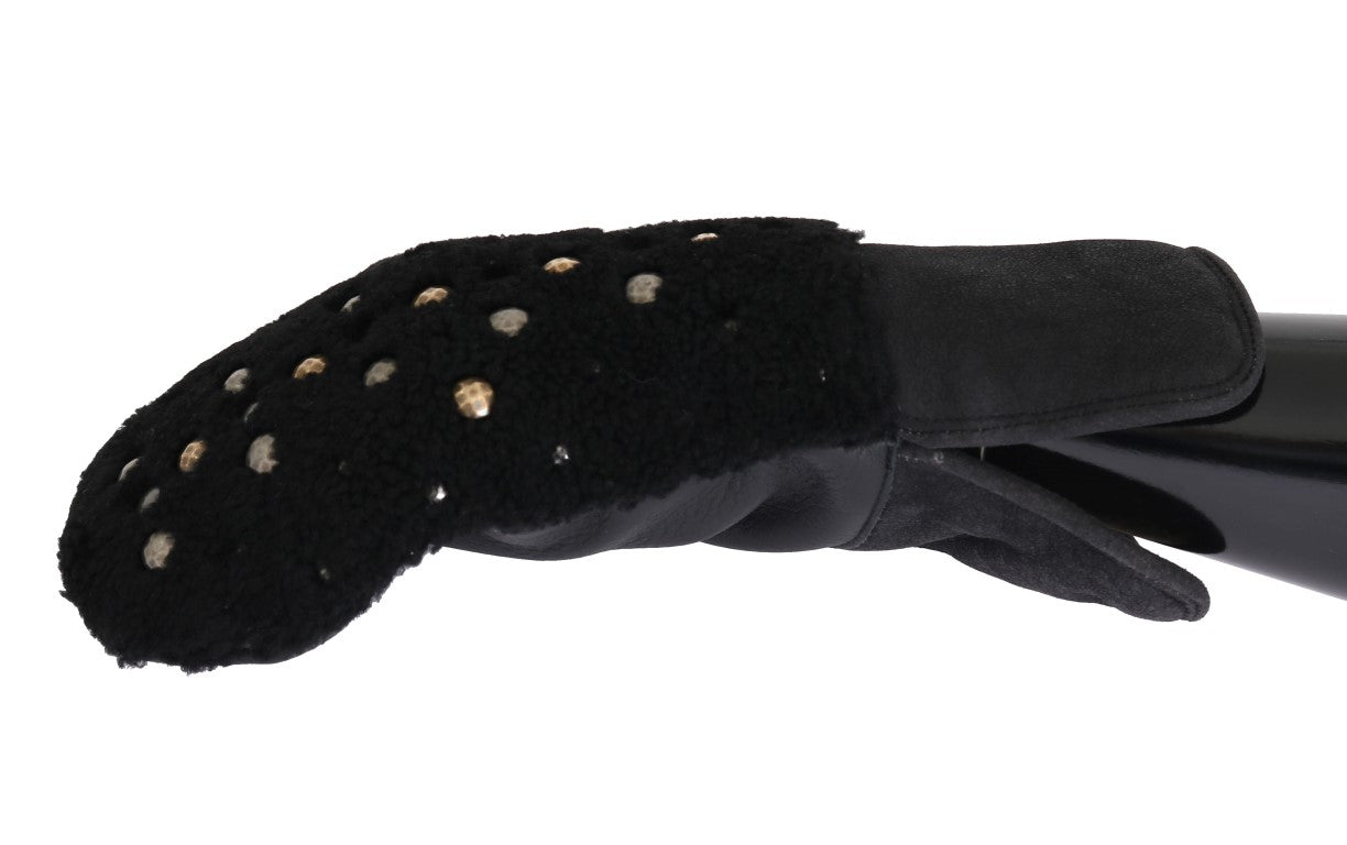 Guantes de caballero de cuero negro con tachuelas