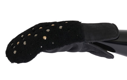 Guantes de caballero de cuero negro con tachuelas