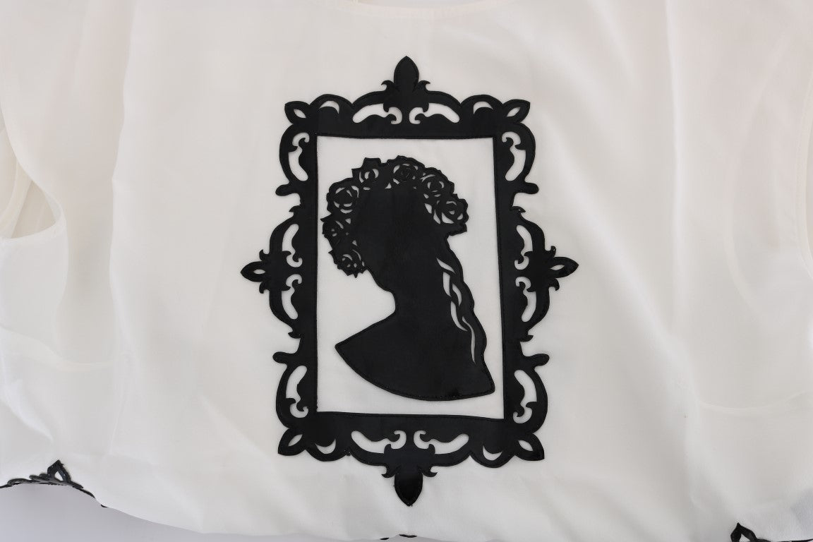 Geborduurde zijden blouse met Sicilië-frame